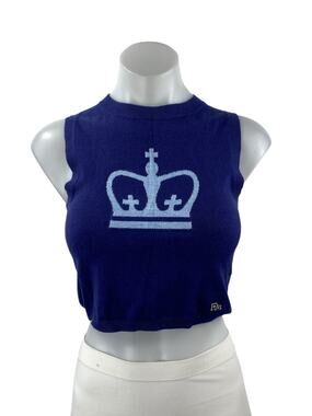 Hype & Vice Women's Blue Sleeveless Crewneck Crop Sweater Vest Tank Top Size S